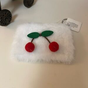 Cute White Fluffy Pouch with Cherry Design by Princess Accessory